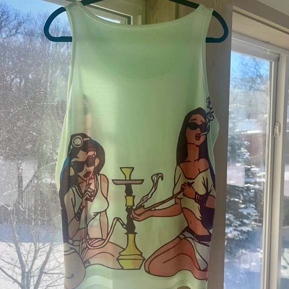 Unisex Tank With Princess Jasmine And Pocahontas Smoking Together Graphic - Picture 4 of 7